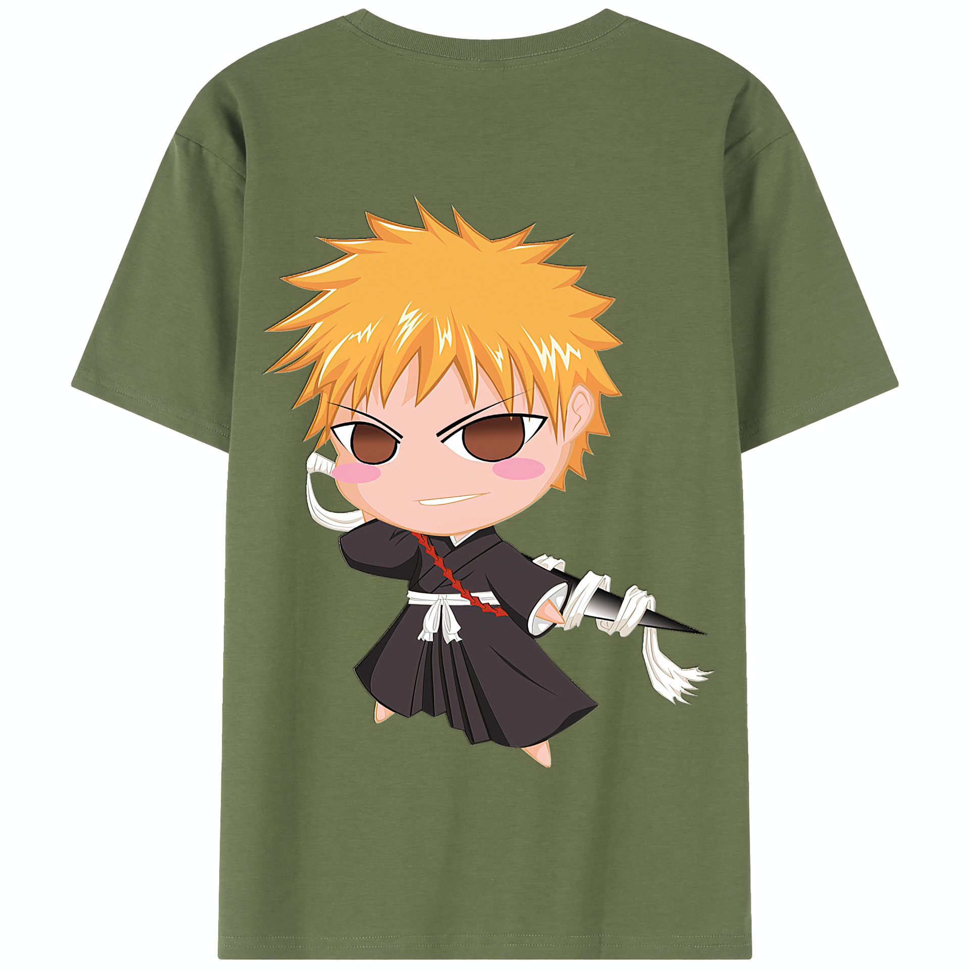 （画像用） ブリーチ 黒崎一護（くろさき いちご）BLEACH Kurosaki Ichigo 綿100％半袖Tシャツ（背面プリント）